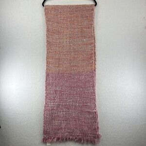 Stitches & Stripes / Stitch Fix Knit Scarf 72”x16” Pink/Rust/Gray Fringed NWT